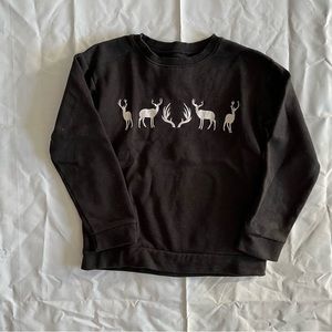Black sweater with white deer embroidery, size XS, made in Korea